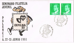 54371. Carta PALENCIA 1981. EXFILNA 81. Seminario Filatelia Juvenil - Covers & Documents