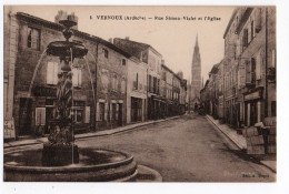 VERNOUX * ARDECHE * RUE SIMON VIALET * EGLISE * FONTAINE * Carte N° 5 * édit. Dupré - Vernoux