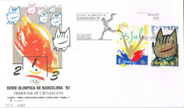 54373. Carta BARCELONA 1992. Olimpiadas, Serie Olimpica. Cobi, Antorcha - Briefe U. Dokumente