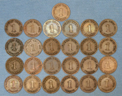 Deutsches Reich  1 Pfennig • 1898 - 1906 •  25 X  ► ALL DIFFERENT ◄  Incl. Scarcer Items • See Details • [24-298] - Verzamelingen