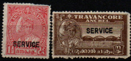 TRAVANCORE 1939-49 SANS GOMME - Travancore