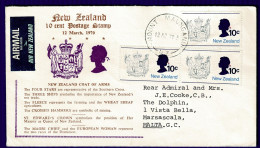 Ref 1636 - New Zealand 1970 FDC - 10c Arms Sideways Watermark - 30c Airmail Rate To Malta - FDC