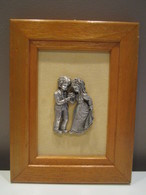 Tableau étain Enfant Amoureux Mariage 16 X 20,5 Cm Env - Tin