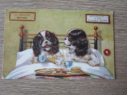 ILLUSTRATEUR RAPHAEL TUCK OILETTE CHIENS HUMANISES LA GRASSE MATINEE BREAKFAST - Dressed Animals