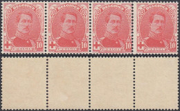 Belgique 1914- Timbres Neufs. Michel Nr.: 130. Bande De 4 Avec Curiosité De Perforation.. (EB) DC-12528 - 1914-1915 Croix-Rouge