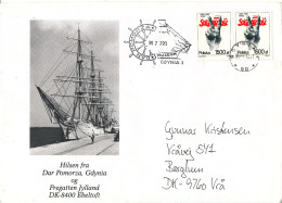 Poland Cover Sent To Denmark Gdynia 22-7-1990 With Cachet Dar Pomorza - Cartas & Documentos