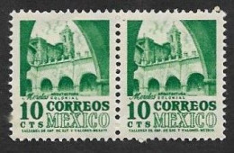 SE)1950-52 MEXICO, FROM THE ARCHEOLOGY SERIES, CONVENT MORELOS 10C SCT 858, WMK. 279, PAIR MNH - Mexico