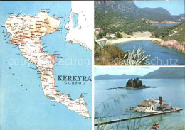 72282308 Kerkyra Landkarte Insel Bucht Kerkyra - Griechenland