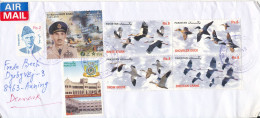 Pakistan Cover Sent Air Mail To Denmark 8-6-2013 Topic Stamps In A Block Of 4 Stork, Geese, Ducks And Cranes - Pakistan