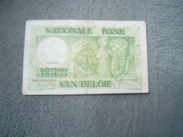 Ancien Billet De Banque Belgique 50 Francs 10 Belgas 1938 - Andere & Zonder Classificatie