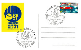 ITALIA ITALY - 1971 PARMA Europei Di Baseball (Logo Con Guantone E Pallina) Su Cartolina Del Comitato Organiz.- 3454 - 1971-80: Storia Postale