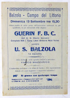 Calcio - Locandina Partita Guerin F.B.C. - U.S. Balzola - 1931 - Altri & Non Classificati