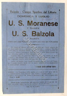 Calcio - Locandina Partita U.S. Moranese - U.S. Balzola - 1931 - Altri & Non Classificati