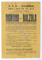 Calcio - Locandina Partita Campionato Monferrino - Morano - Balzola - 1935 - Altri & Non Classificati