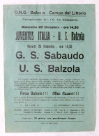 Calcio - Locandina Partita Juventus Italia - U.S. Balzola - 1931 - Altri & Non Classificati