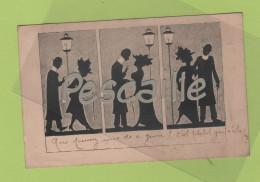 SILHOUETTE - CP COUPLE SOUS UN REVERBERE - D.G.I.F. Ges. Geschützt- CIRCULEE EN 1905 - Scherenschnitt - Silhouette