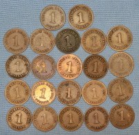 Deutsches Reich  1 Pfennig • 1875 - 1896 •  22 X  ► ALL DIFFERENT ◄  Incl. Scarcer Items • See Details • [24-299] - Sammlungen