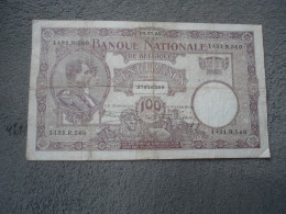 Ancien Billet De Banque Belgique 100 Francs  1925 - Autres & Non Classés