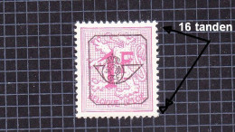 PRE790A-P1** Zonder Scharnier,16 Tanden Verticaal Ipv 17:dof Papier.Heraldieke Leeuw:1fr.Opdruk Type G.OBP 125 Euro. - Tipo 1951-80 (Cifra Su Leone)