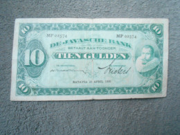 Ancien Billet De Banque Java De Javasche Bank 10 Gulden 1930 - Autres - Asie