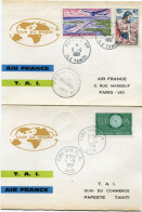 POLYNESIE CARTE " 1-4-5 MAI 1961 PREMIER TOUR DU MONDE FRANCAIS PAR AVION A REACTION AIR FRANCE T. A. I...." DEPART.... - Lettres & Documents