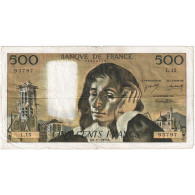 France, 500 Francs, Pascal, 1969, L.15, TB+, Fayette:71.4, KM:156a - 500 F 1968-1993 ''Pascal''