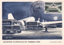 Journée Nationale Du Timbre 1959, La Postale De Nuit - Giornata Del Francobollo