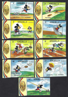 Anguilla 1984: Mickey Mouse - Decathlon “1984 OLYMPICS – 5 Olympic Rings - LOS ANGELES”; Complete Serie From Minisheets - Disney