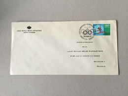 Lettre Ligue Royale Belge D’Athlétisme Oblitération Premier Jour Jeux Olympiques Mexico Sur YT 1456 - Storia Postale