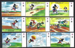 Anguilla 1984: Mickey Mouse – Decathlon “Los Angeles”; Complete Serie Of 9 Values. - Disney