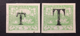 1911 /20  Czechoslovakia - Postage Due Provisional - Overprint T - Unused ( Mint Hinged ) - Nuovi