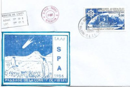 Passage De La Comête De Halley Aux îles Martin De Vivies (Terres Australes & Antarctiques)  Lettre 1986 (rare) - Ozeanien