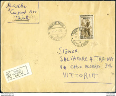 Zona A. Italia Al Lavoro 1954. Lire 200 Dent. 13,25x14,25 Su Raccomandata In Tariffa. - Sonstige & Ohne Zuordnung