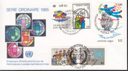 UNO NEW YORK  Trio-FDC 468-469, Mit G + W, Freimarken, 1985 - Gemeinschaftsausgaben New York/Genf/Wien