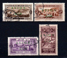 Grand Liban - 1925 - Tb Antérieurs Surch Avion - PA 9 à 12  - Oblit - Used - Poste Aérienne