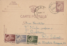 ROUMANIE / ROMANIA - INFLATION PERIOD : 1947 - STATIONERY POSTCARD With ADDED STAMPS - RATE : 1,000 LEI (an321) - Covers & Documents