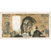 France, 500 Francs, Pascal, 1970, V.20, TB+, Fayette:71.5, KM:156a - 500 F 1968-1993 ''Pascal''