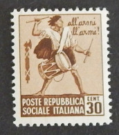 ITALIE REPUBLIQUE SOCIALE  YT 29  NEUF**MNH ANNÉE 1944 - Neufs