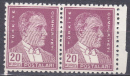Turquie 1954 NMH Ataturk ** 20 Kurus Pourpe En Paire (A4) - Unused Stamps
