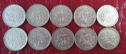 SEMEUSE 10 PIECES  DE 5 FRANCS F ARGENT TBE 1960 A 1965 VOIR DESCRIPTION - 5 Francs