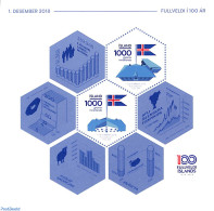 Iceland 2018 Souveranity Centenary S/s , Mint NH, History - Flags - History - Neufs