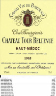 Etiquettes De Vin. Château TOUR BELLEVUE 1995  (Haut-Médoc, Cru Bourgeois). ..I 101 - Bordeaux