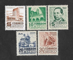 SE)1954-67 MEXICO, EDIFICIO MODERNO 5C SCT857 WMK. 279, MORELOS CONVENT 10C SCT876, BENITO JUAREZ 15C SCT877, CATEDRAL - - Mexico