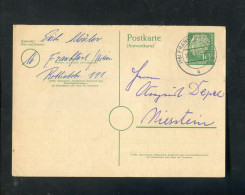 "BUNDESREPUBLIK DEUTSCHLAND" 1957, Postkarte (Antwortteil) Mi. P 28A Stegstempel "FRANKFURT" (A0060) - Postcards - Used