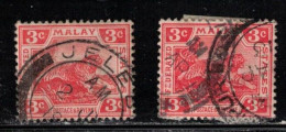 MALAYA Scott # 48 Used X 2 - Tiger - Federated Malay States