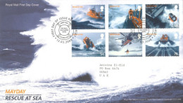 GREAT BRITAIN - 2008, FDC STAMPS OF THE MAYDAY RESCUE AT SEA. - Cartas & Documentos