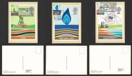 SE)1978 GREAT BRITAIN, 3 MAXIMUM CARDS ENERGY RESOURCES, COAL, NATURAL GAS, ELECTRICITY, XF - Nuevos