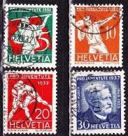 Switzerland / Schweiz / Suisse : 1932 Pro Juventute : Volkssport Michel 262 / 265 - Used Stamps