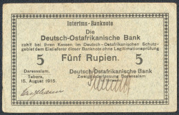 German East Africa 5 Rupien 1915 Rosenberg Nr.910c RARITÄT, II- - Deutsch-Ostafrikanische Bank