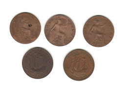 557/ Grande-Bretagne :  5 X 1/2 Penny : 1891 - 1907 - 1912 - 1943 - 1960 - Altri & Non Classificati